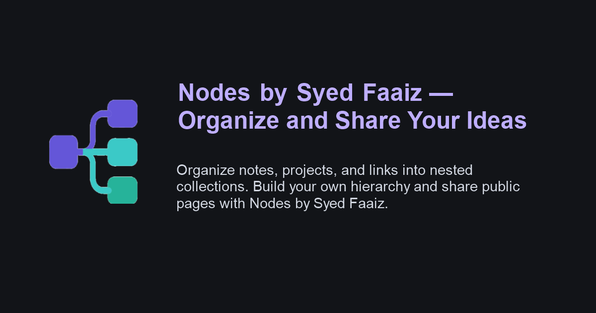 Nodes by Syed Faaiz — Organize and Share Your Ideas